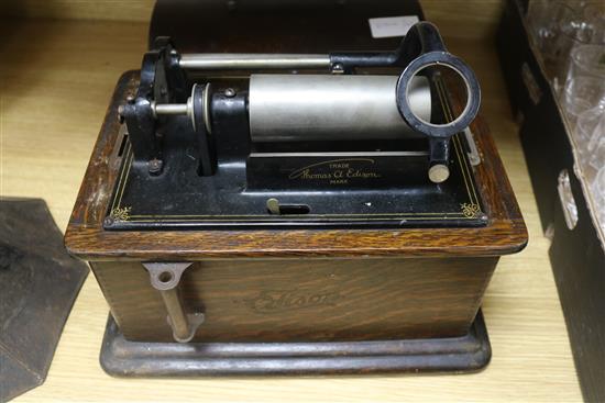 An Edison standard phonograph, sound box lacking